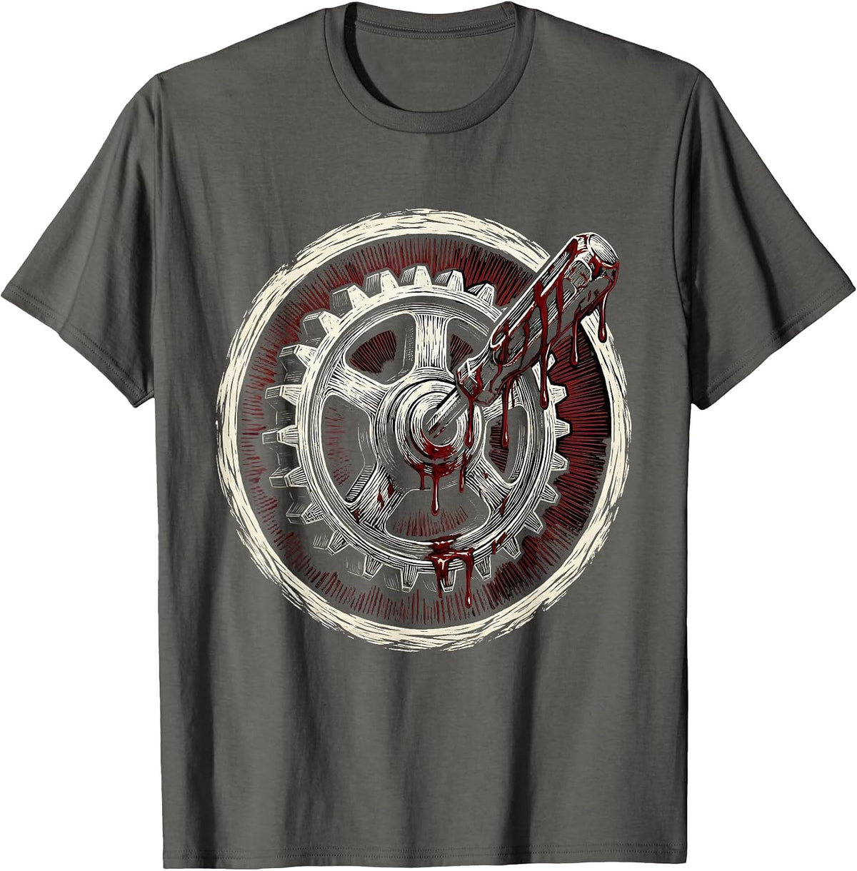 Men's Bloody Screwdriver Gear Problem Solved Graphic T-Shirt - Asphalt Grey