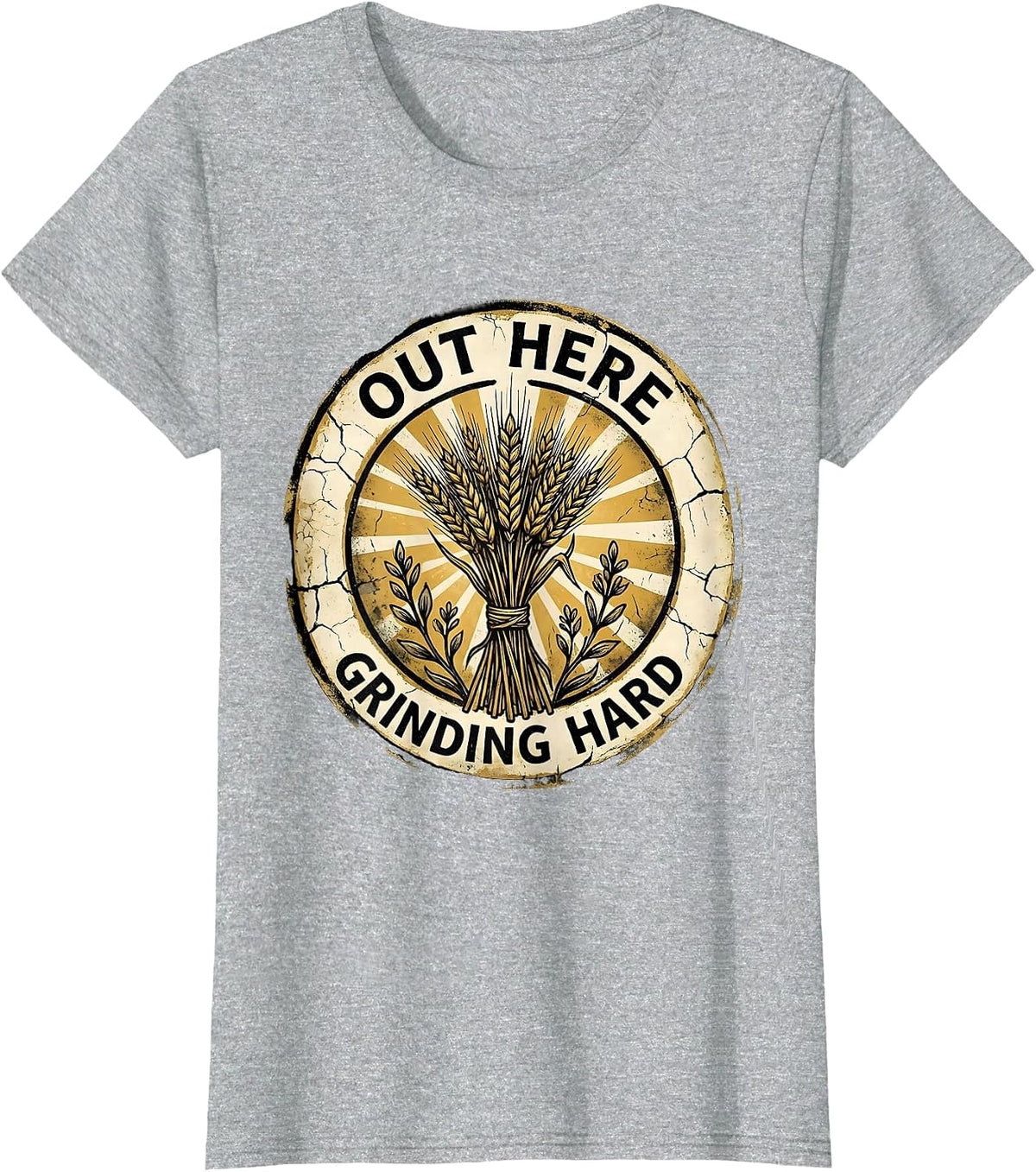 Women's Out Here Grinding Hard Hustle Graphic Design T-Shirt - Heather Grey