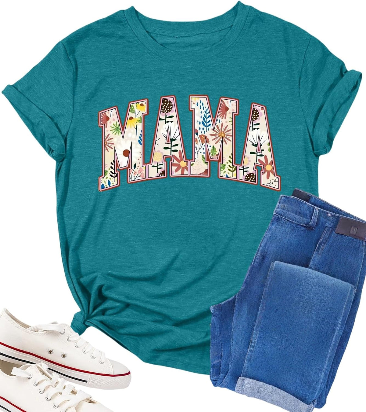 Womens Mama Shirt Mom Life Shirts Mama Gifts Some Days I Rock It Tshirt Graphic Tees Funny Vintage Casual Tops - Cyan Blue