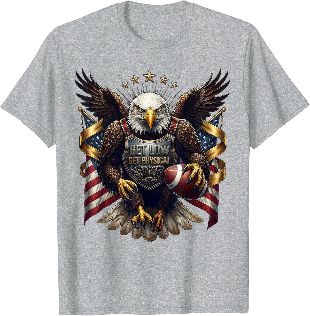 Men's Get Low Get Physical Rugby Graphic Design T-Shirt - Heather Grey