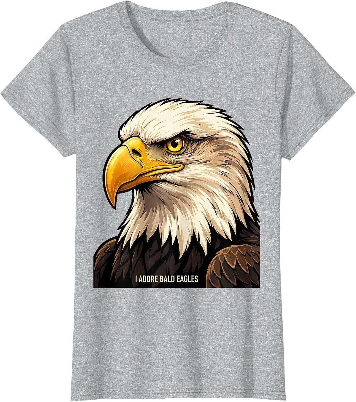 Women's I Adore Bald Eagles Cartoon Wildlife Lover Eagle Enthusiast T-Shirt - Heather Grey
