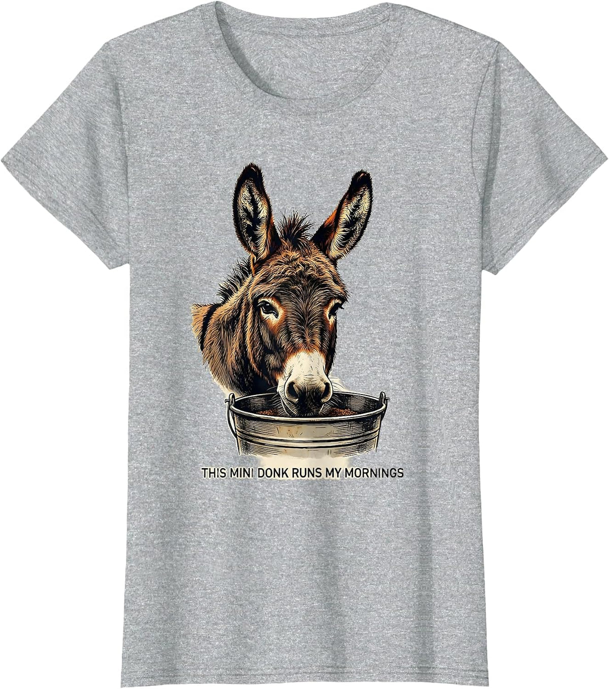 This Mini Donk Runs My Mornings Vintage Funny Donkey Lover T-Shirt - Heather Grey