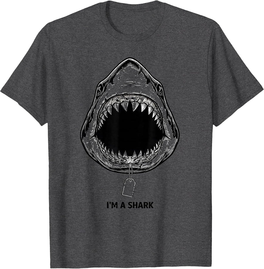 Men's I'm A Shark Funny Shark Jaw Halloween Costume T-Shirt - Dark Heather Grey