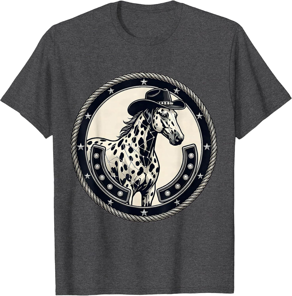 Dalmatian Spot Constellation Map Animal Print T-Shirt - Dark Heather Grey