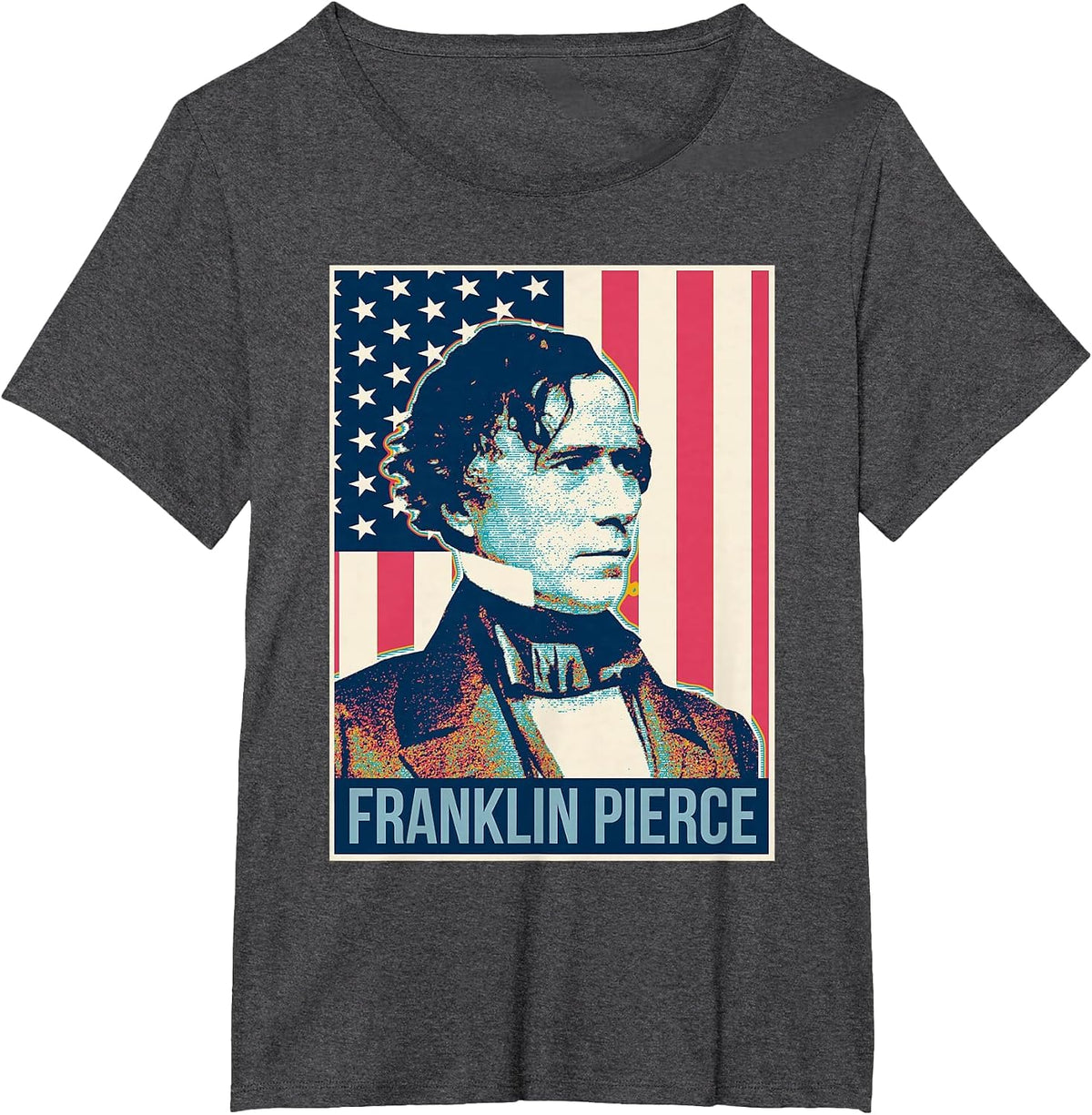 Franklin Pierce President US Flag Shirt T-Shirt - Dark Heather Grey
