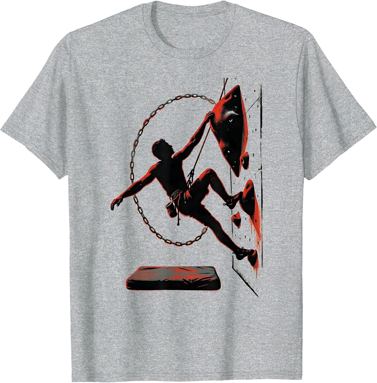 Men's Climbing Silhouette Bouldering Enthusiast Humor T-Shirt - Heather Grey