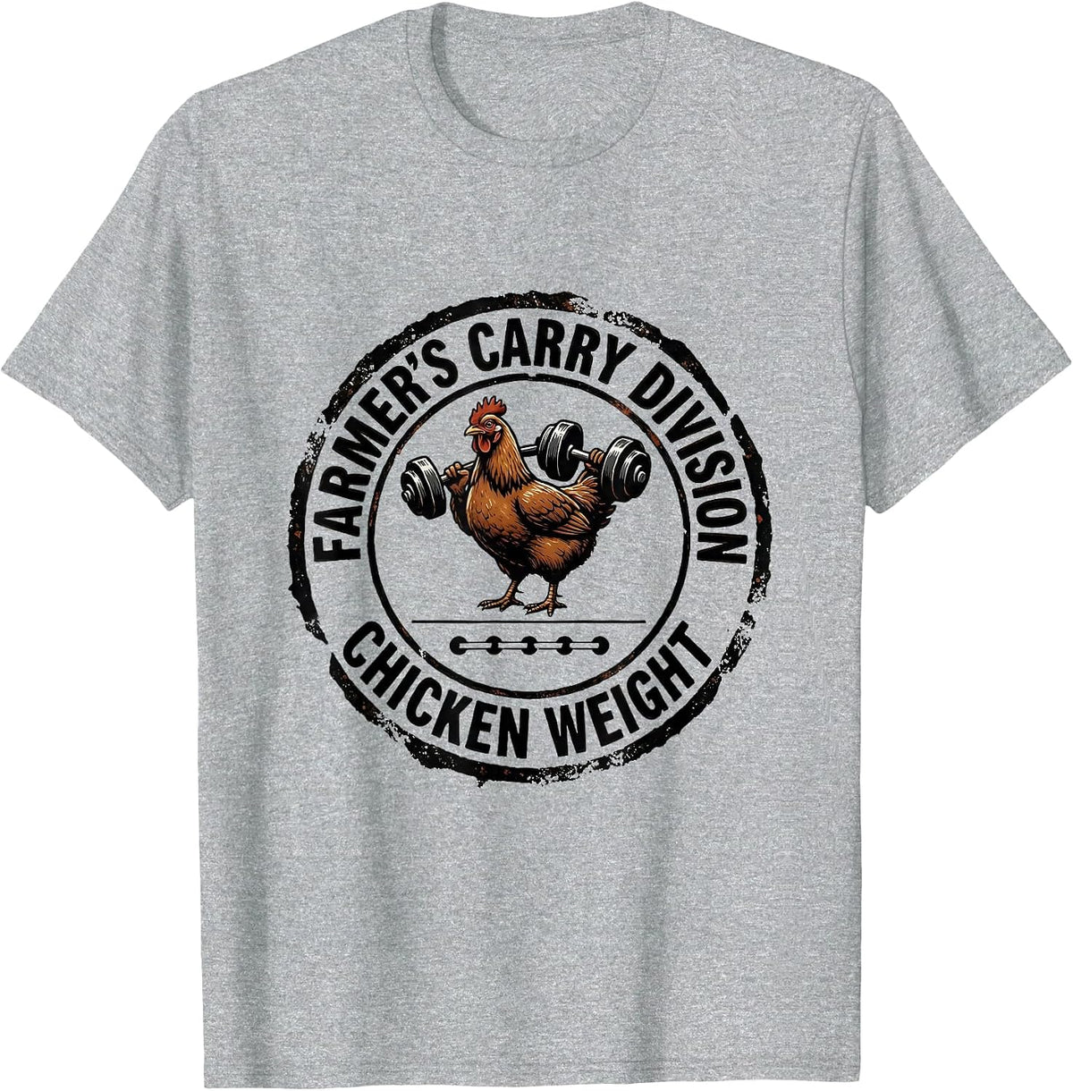 Men's Farmer's Carry Division: Chicken Weight Funny Gym T-Shirt - Heather Grey