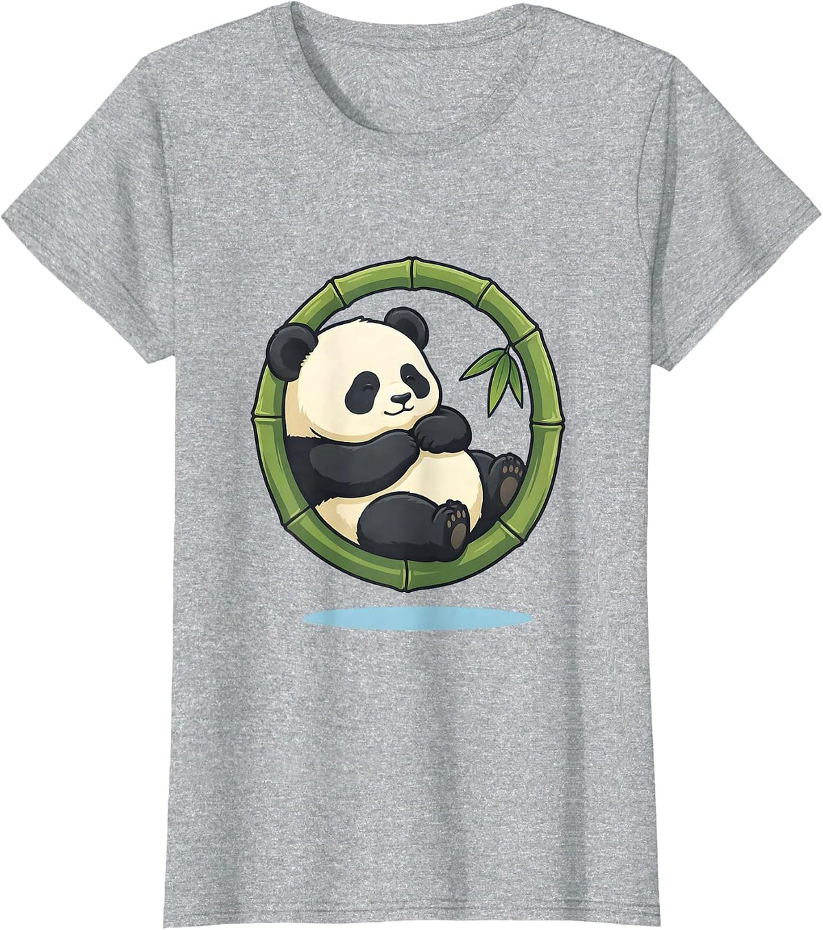 Round Kawaii Panda Cute Animal Lover Gift T-Shirt - Heather Grey