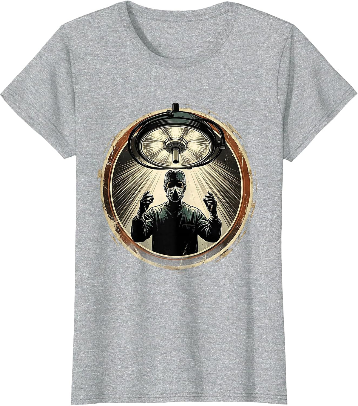 Trauma Surgeon Silhouette Operating Room Light T-Shirt - Heather Grey