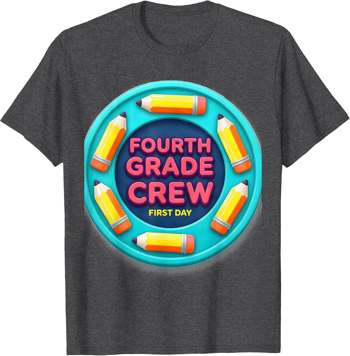 Fourth Grade Crew First Day Back To School Teacher Student T-Shirt - Dark Heather Grey