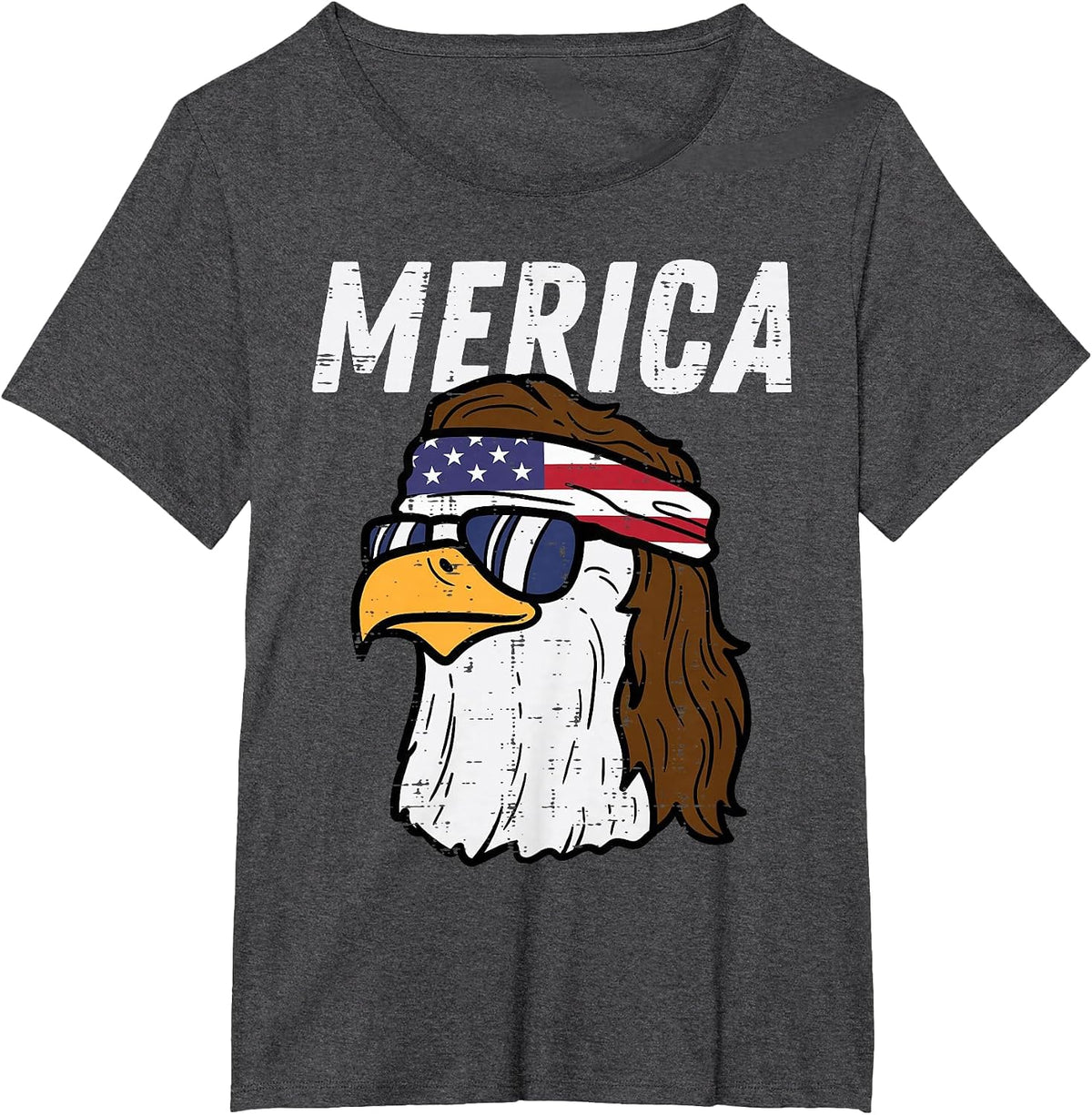 Merica Bald Eagle Mullet Sunglasses Fourth July 4th Patriot T-Shirt - Dark Heather Grey