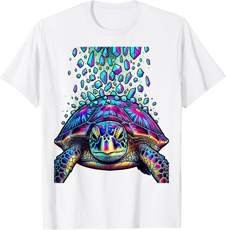 Men's Sea Turtle Salty Ocean Salt Crystal Graphic T-Shirt - White
