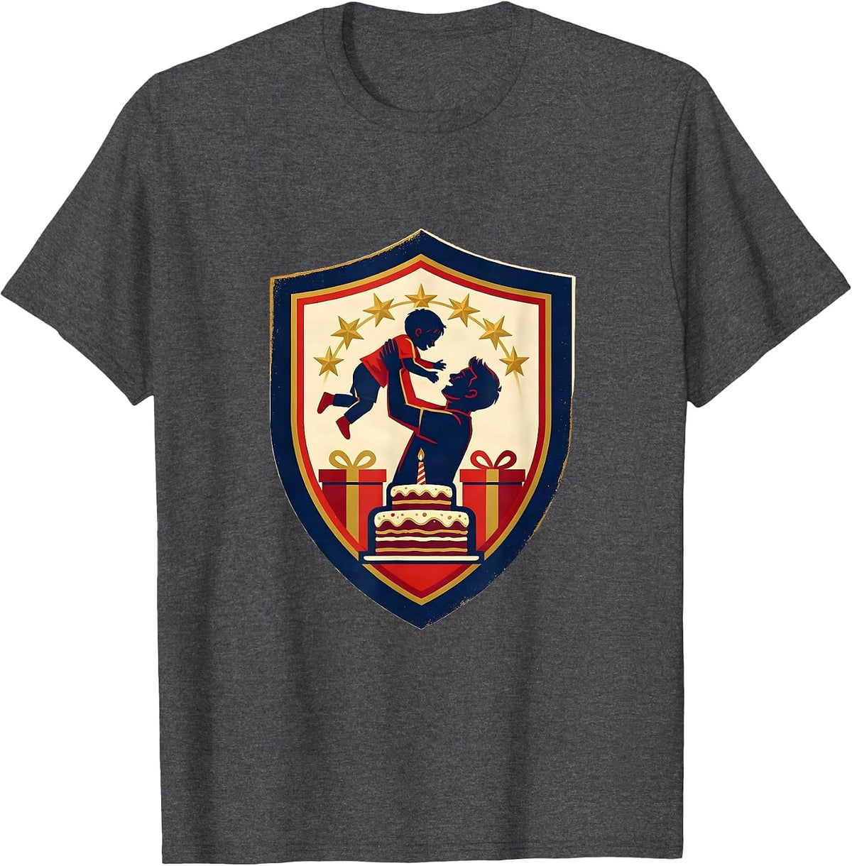 Men's Enclosed Shield Badge Birthday Family Humor Gift T-Shirt - Dark Heather Grey