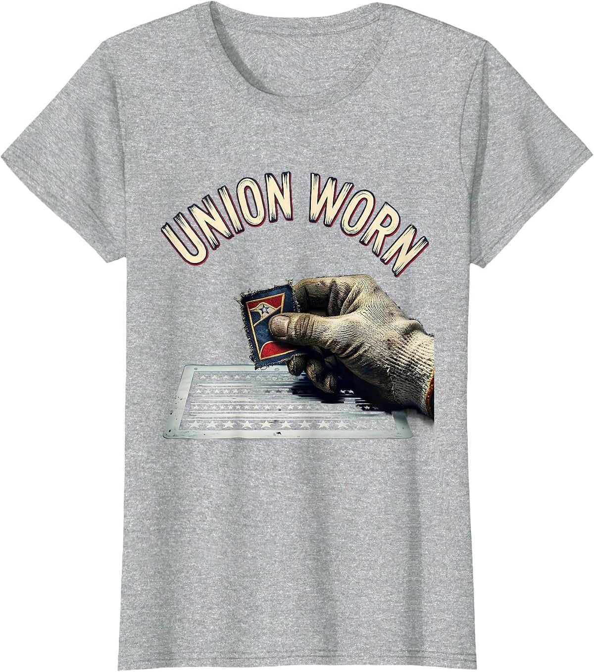 Union Worn Patriotic Labor Day Worker Pride Blue Collar T-Shirt - Heather Grey