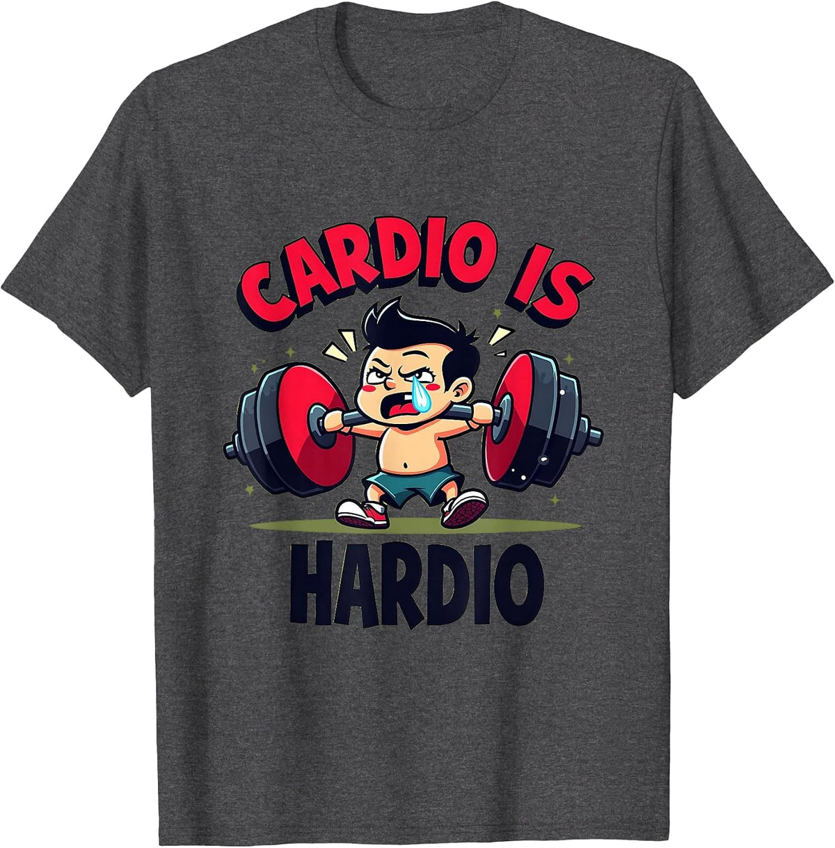 Cardio Is Hardio Funny Workout Gym Design T-Shirt - Dark Heather Grey