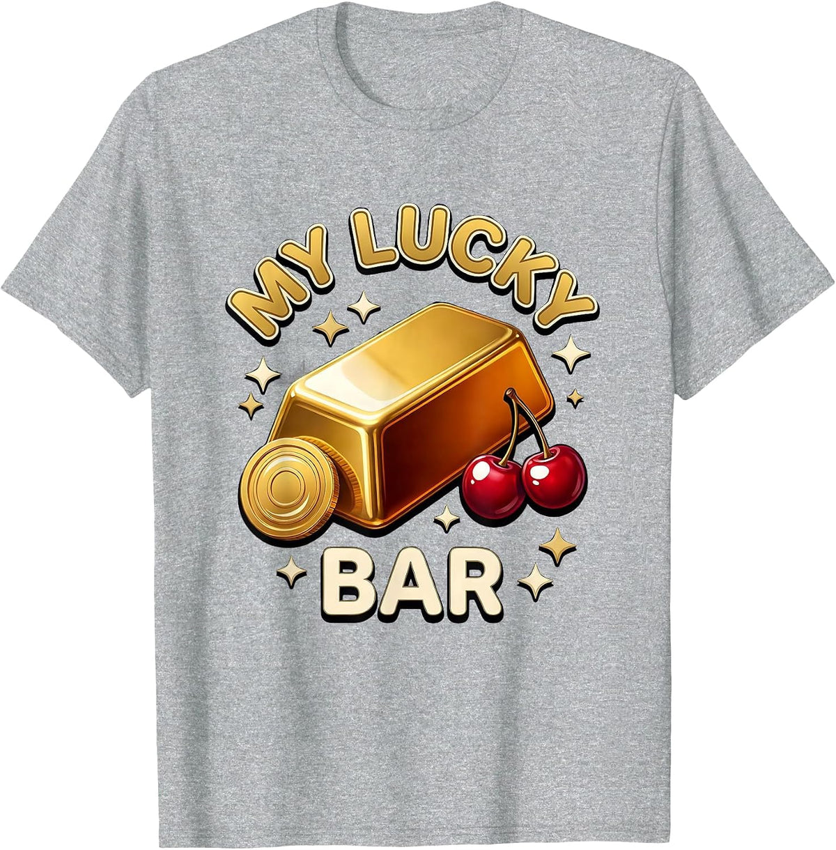 Men's MY LUCKY BAR 3D Slot Machine Casino Player Casino Trip T-Shirt - Heather Grey
