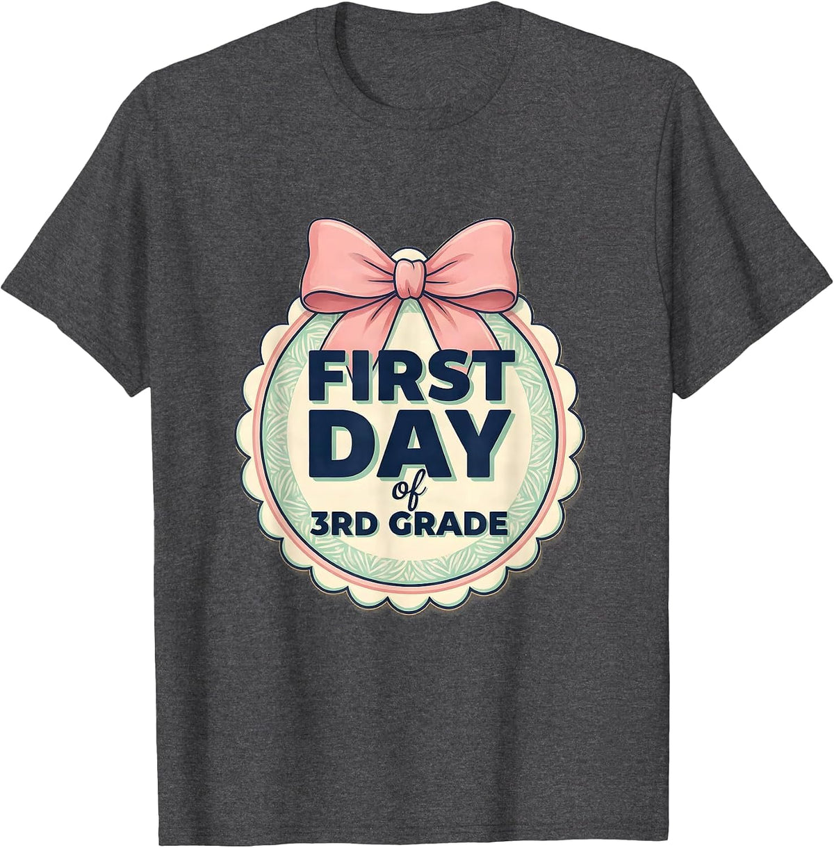 Men's First Day Of 3rd Grade Coquette Bow Back To School Girl T-Shirt - Dark Heather Grey