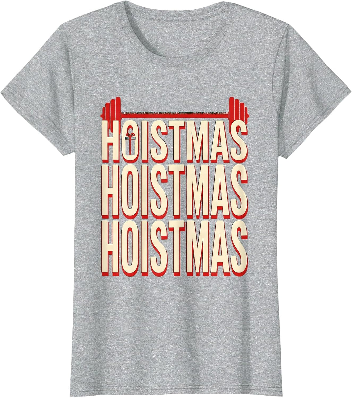 Hoistmas Funny Christmas Gym Weightlifting Workout Fitness T-Shirt - Heather Grey