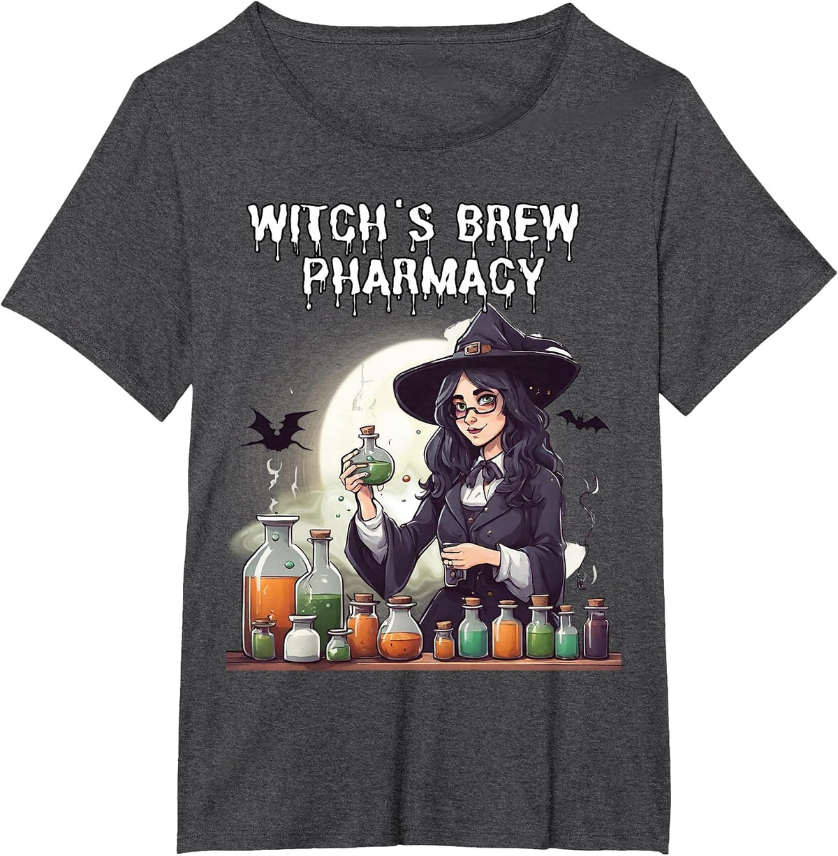 Witch's Brew Pharmacy Wizard Pharmacist Halloween Costume T-Shirt - Dark Heather Grey
