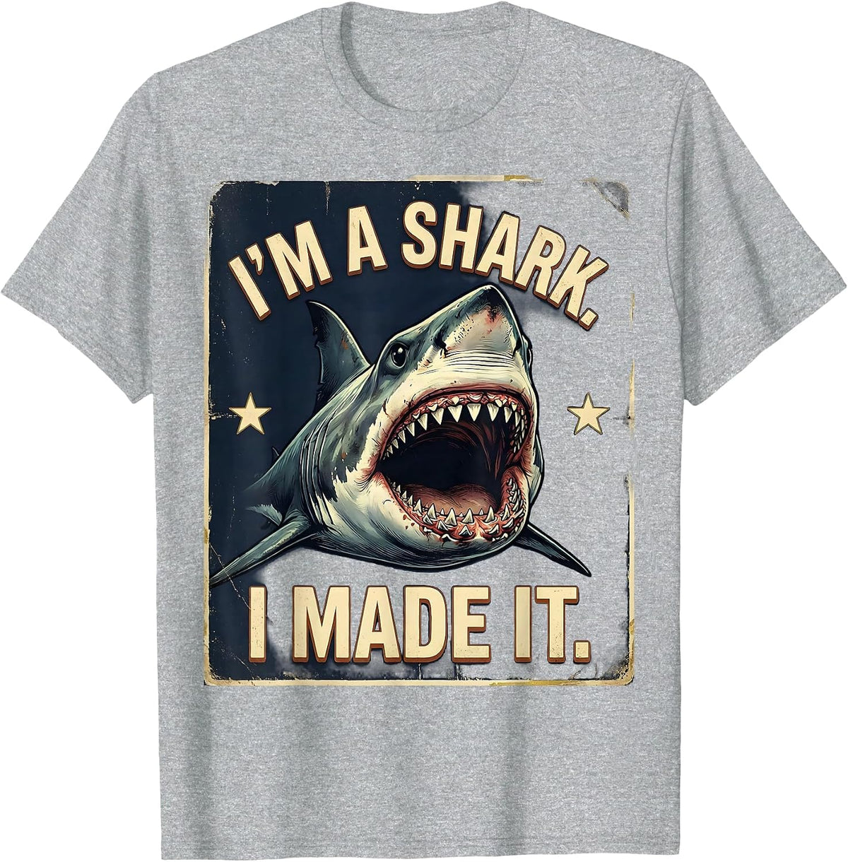 Men's I'm A Shark I Made It Vintage Shark Jaw Halloween Costume T-Shirt - Heather Grey