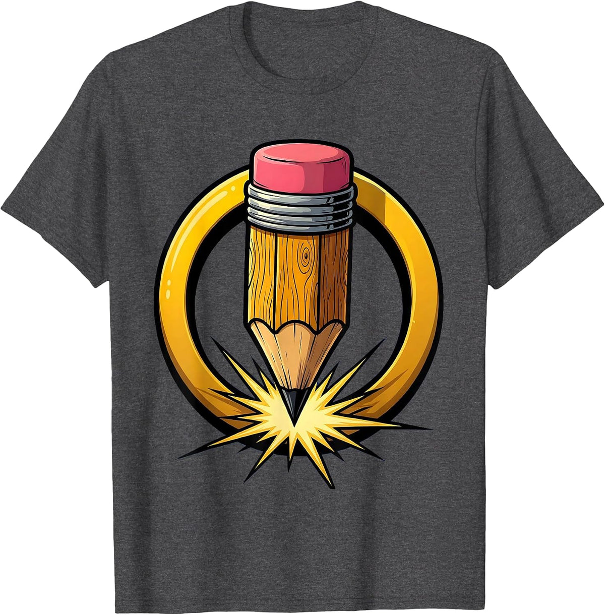 Math Teacher Acute Angle Pencil Graphic T-Shirt - Dark Heather Grey