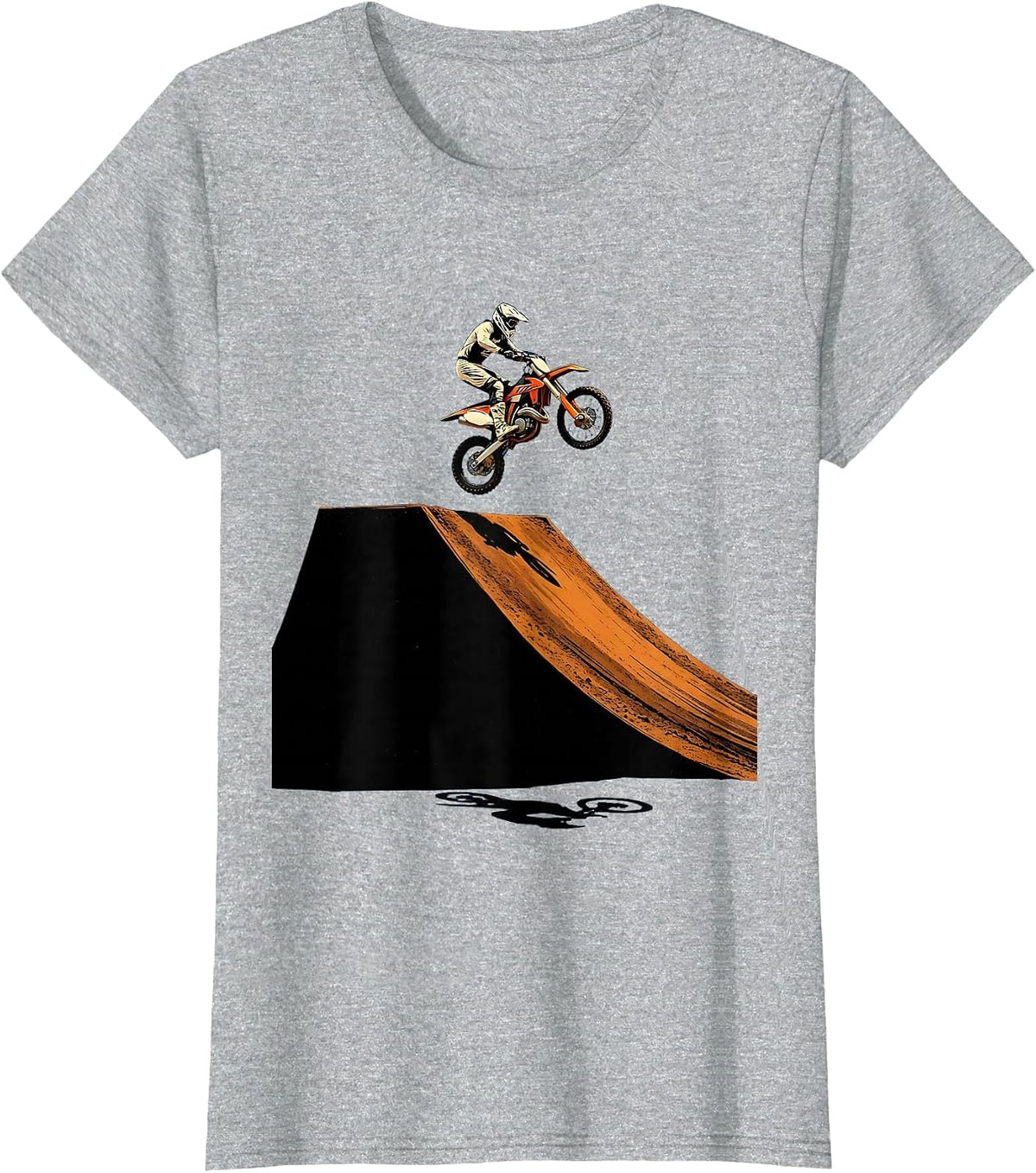 Dirt Biker Launching Off Massive Ramp Graphic T-Shirt - Heather Grey