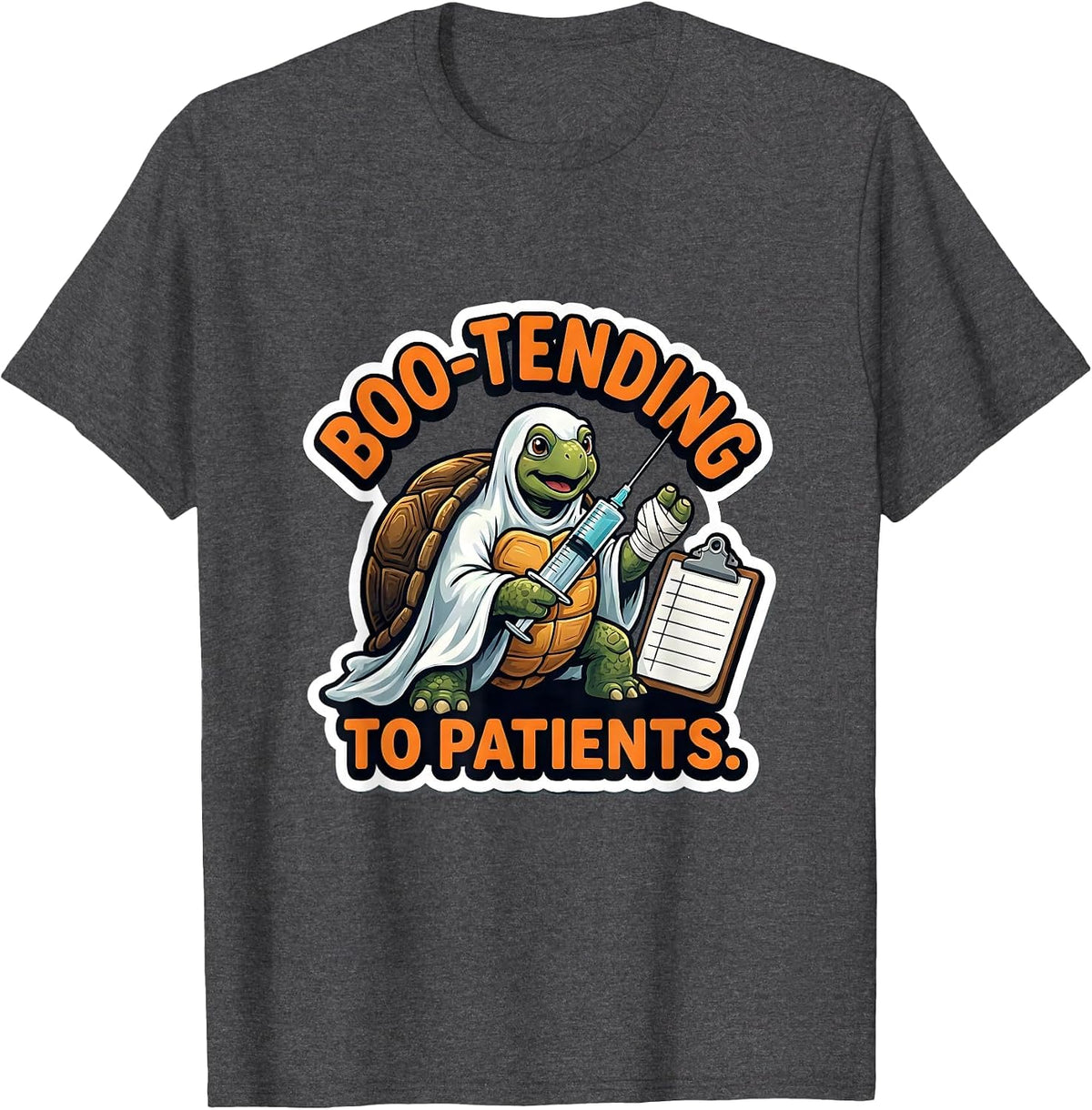 Men's Boo-tending To Patients Funny Vet Tech Halloween Workplace T-Shirt - Dark Heather Grey