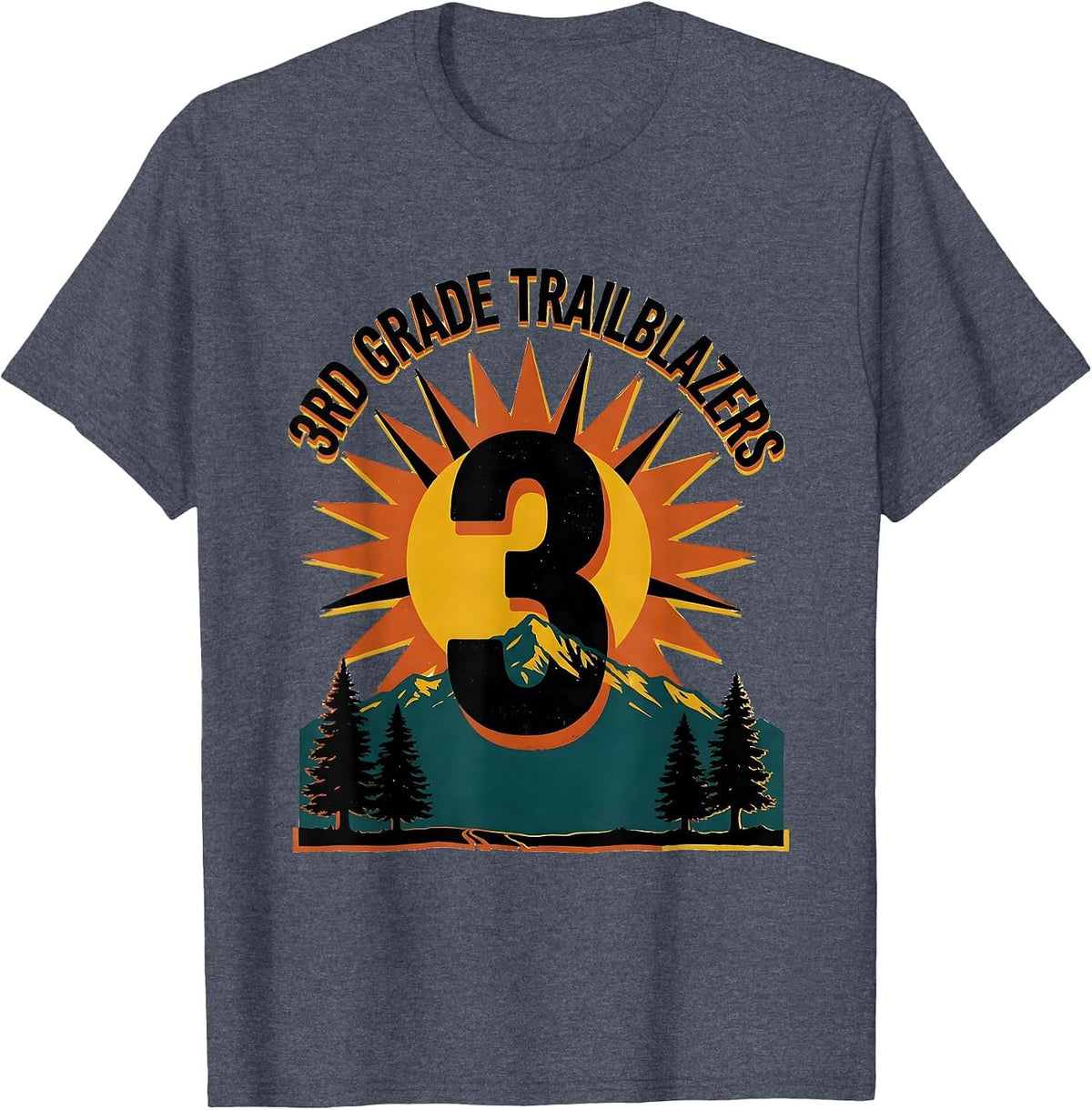 3rd Grade Trailblazers Back To School Grade Level Adventure T-Shirt - Heather Blue
