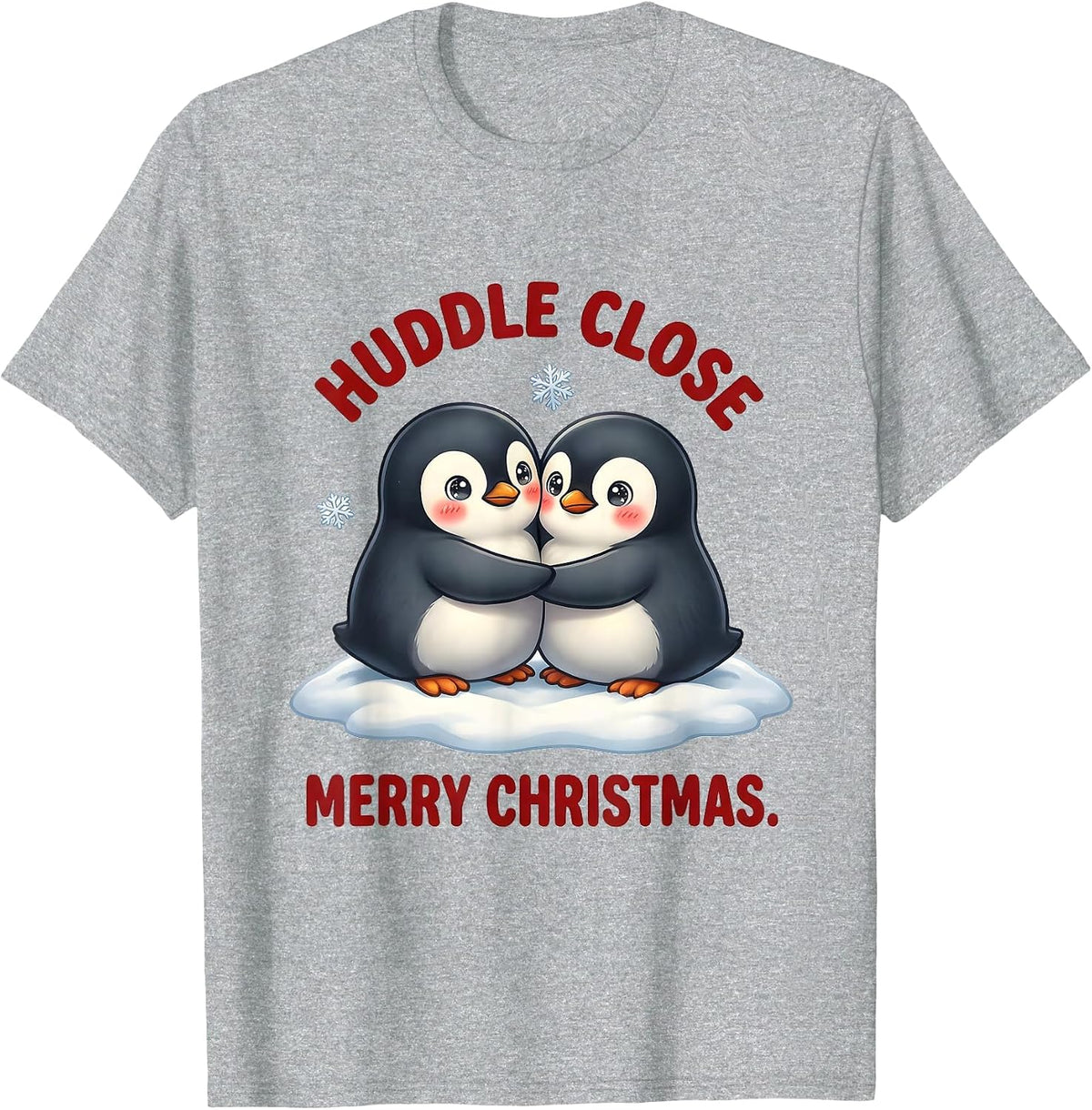 Men's Huddle Close Merry Christmas Cute Kawaii Penguin Lover Gift T-Shirt - Heather Grey