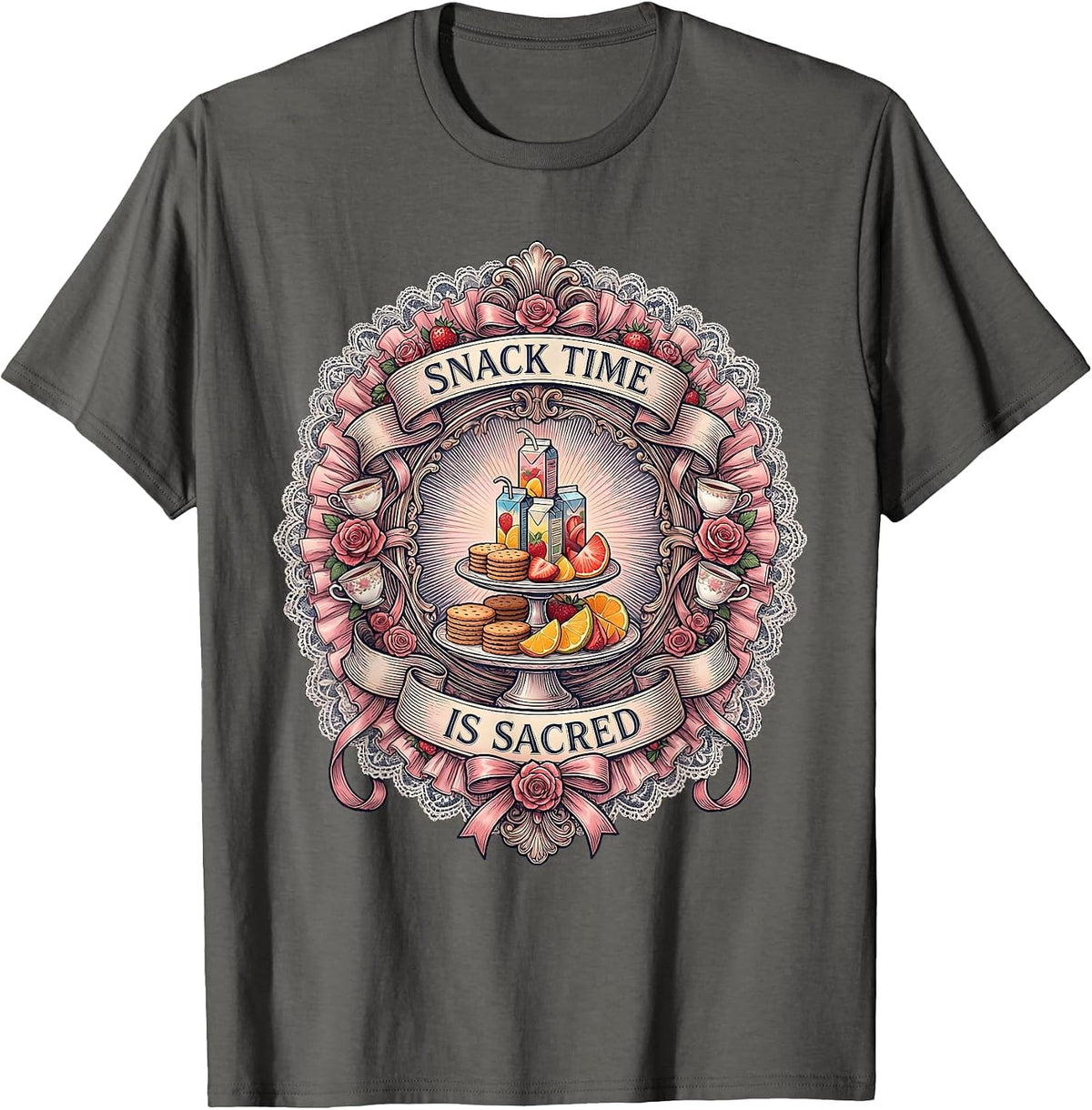Men's Snack Time Is Sacred Preschool Teacher Design T-Shirt - Asphalt Grey