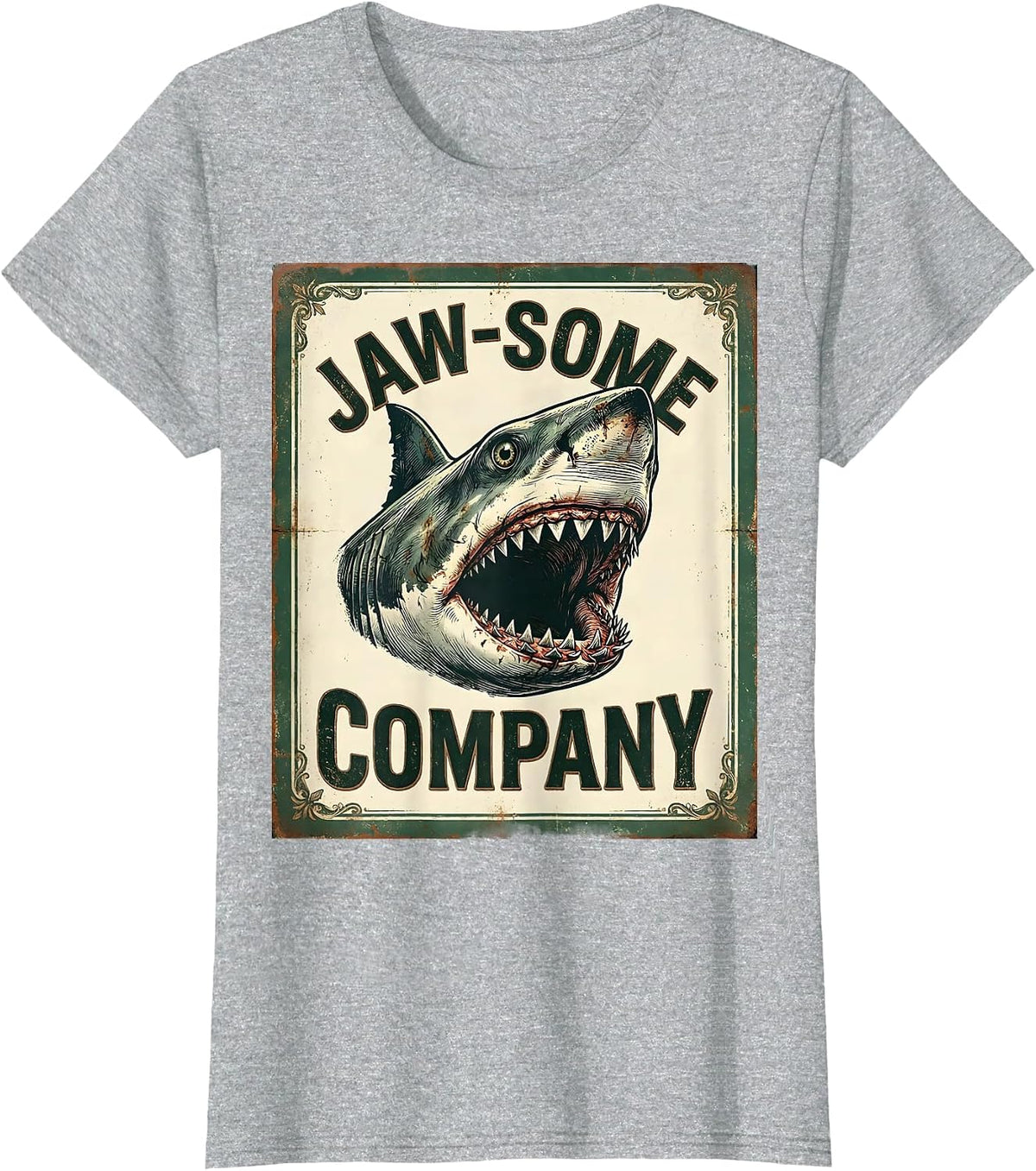 Women's Jaw-Some Company Vintage Shark Jaw Halloween Costume T-Shirt - Heather Grey