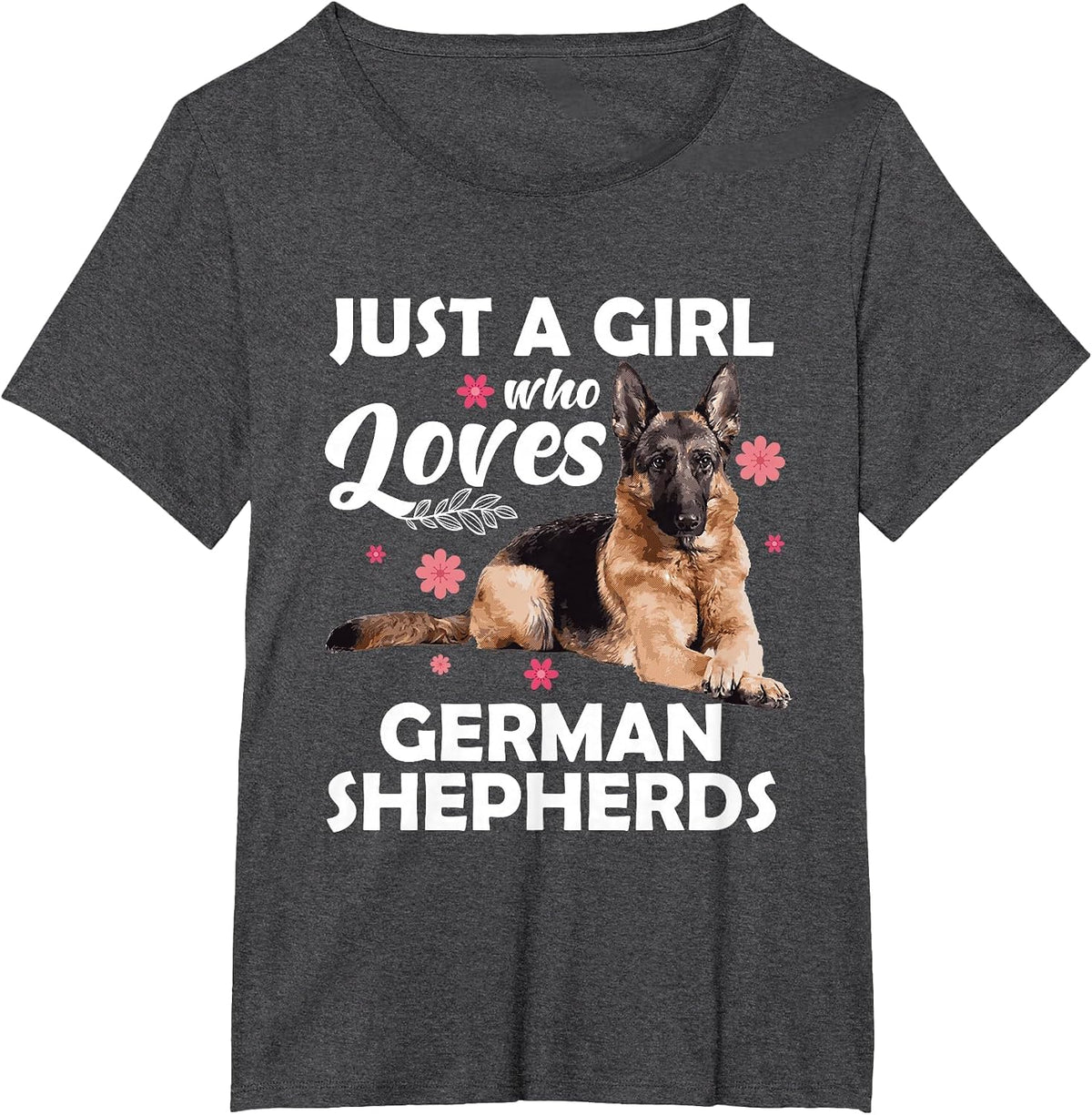 Funny German Shepherd Art for Girls Women Kids Dog Lovers T-Shirt - Dark Heather Grey