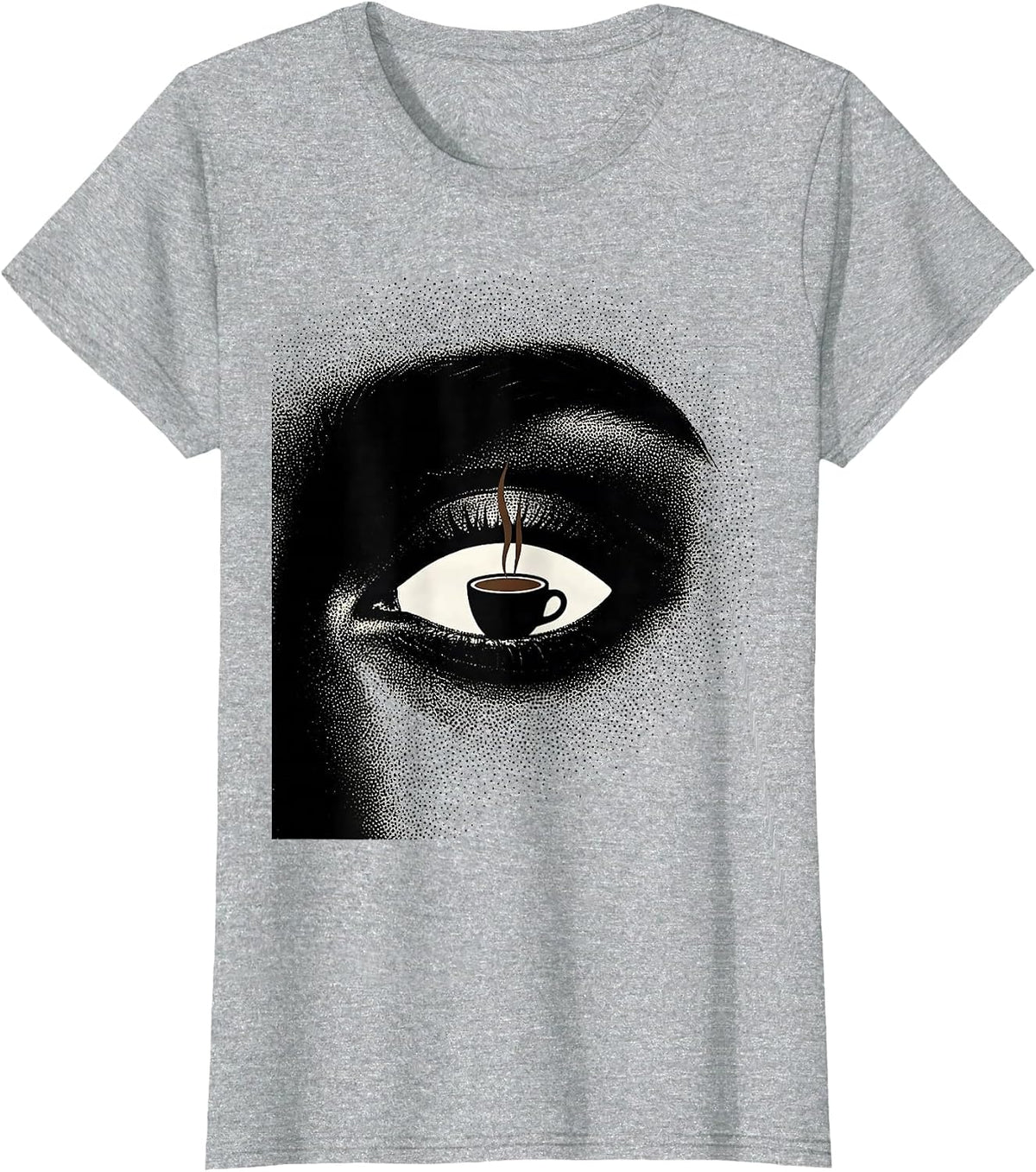 Closed Eye Coffee Dark Humor Gothic Raven Gift T-Shirt - Heather Grey