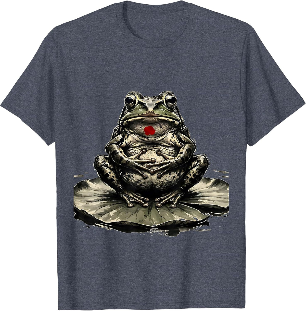 Squat Frog Ink Brush Absurdist Humor T-Shirt - Heather Blue