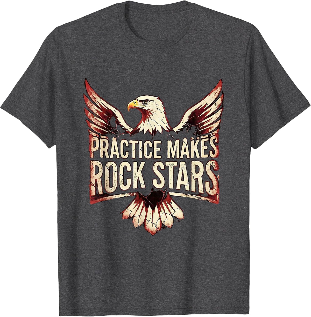 Practice Makes Rock Stars Music Design T-Shirt - Dark Heather Grey