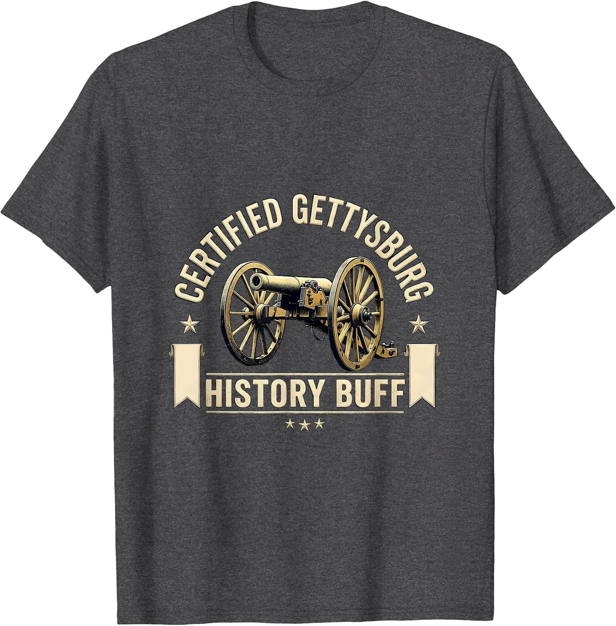 Certified Gettysburg History Buff Civil War Reenactor T-Shirt - Dark Heather Grey