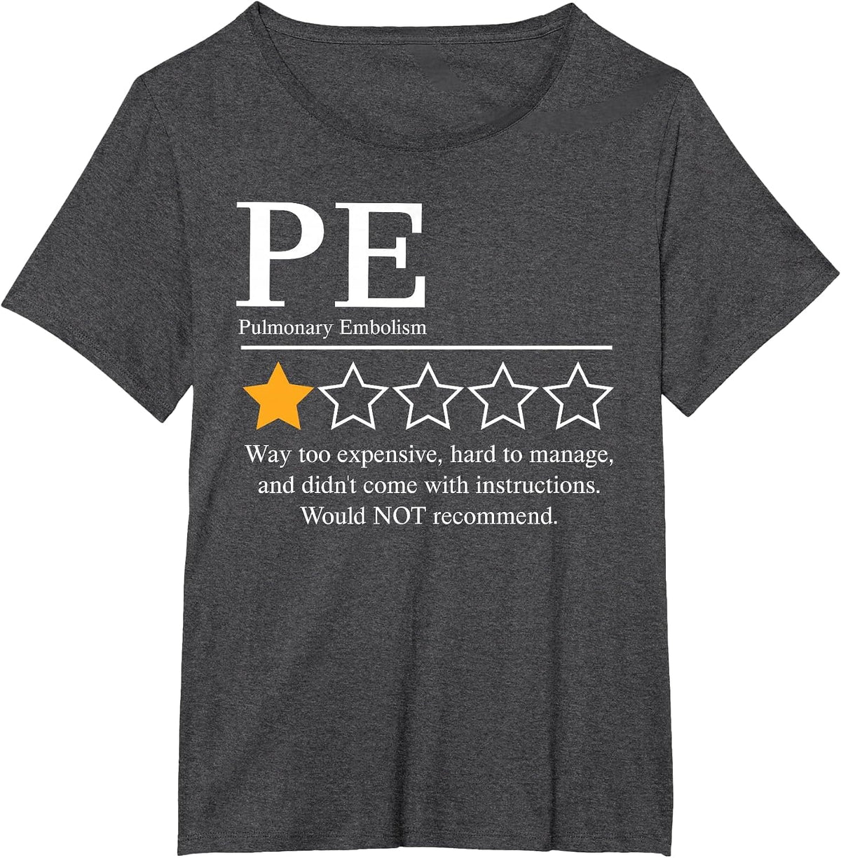 Pulmonary Embolism Awareness Day 2026 Not Recommend Funny T-Shirt - Dark Heather Grey