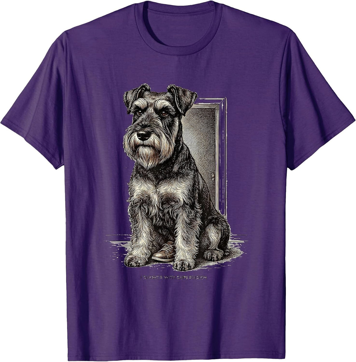 I Shower With Supervision Funny Miniature Schnauzer Lover T-Shirt - Purple