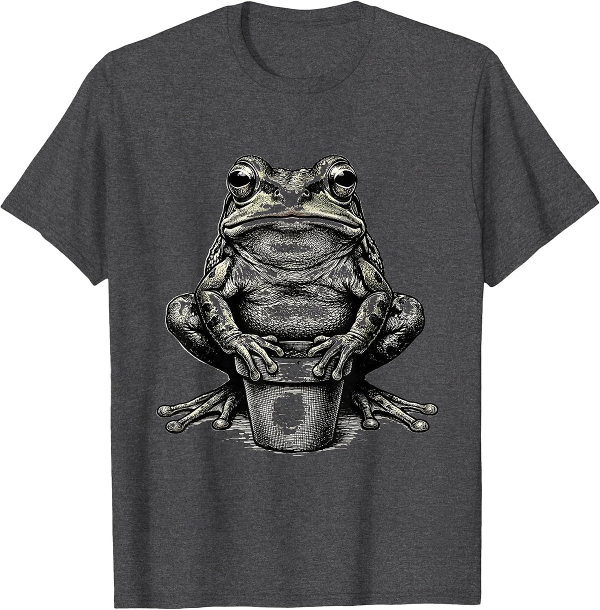 Men's Squat Frog Absurdist Humor Novelty Gift T-Shirt - Dark Heather Grey