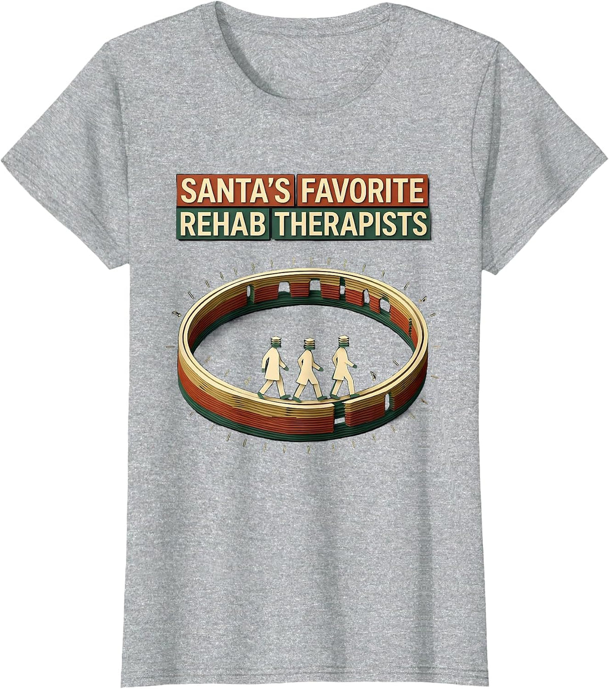 Santa's Favorite Rehab Therapists Funny Physical Therapy T-Shirt - Heather Grey