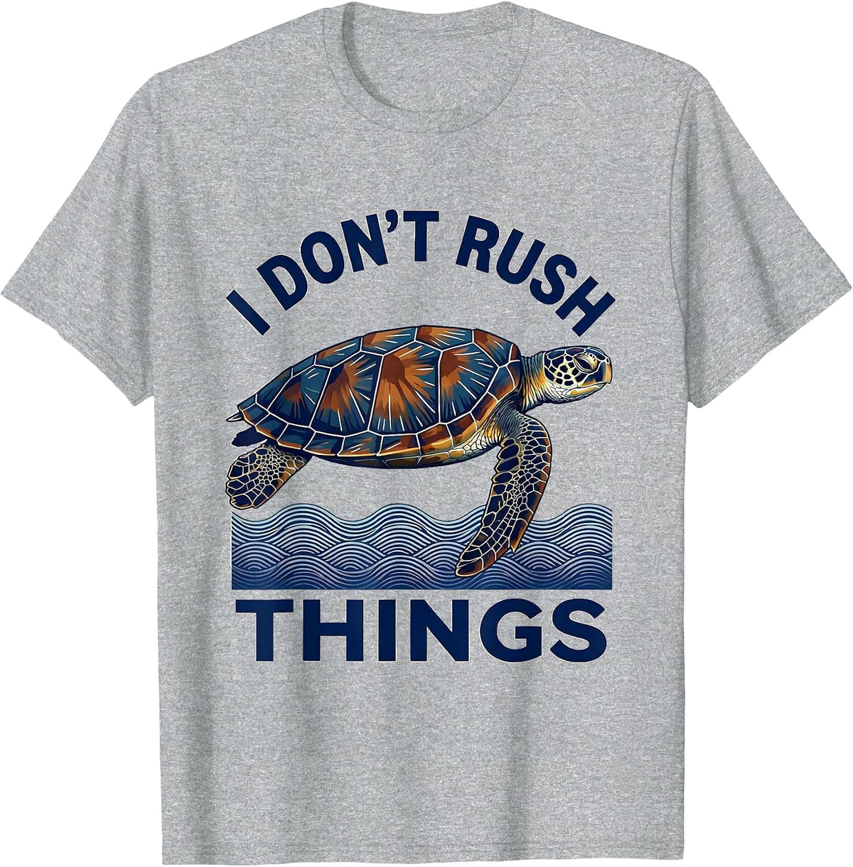 Men's I Don't Rush Things Ukiyo-e Sea Turtle Lover Animal Humor T-Shirt - Heather Grey