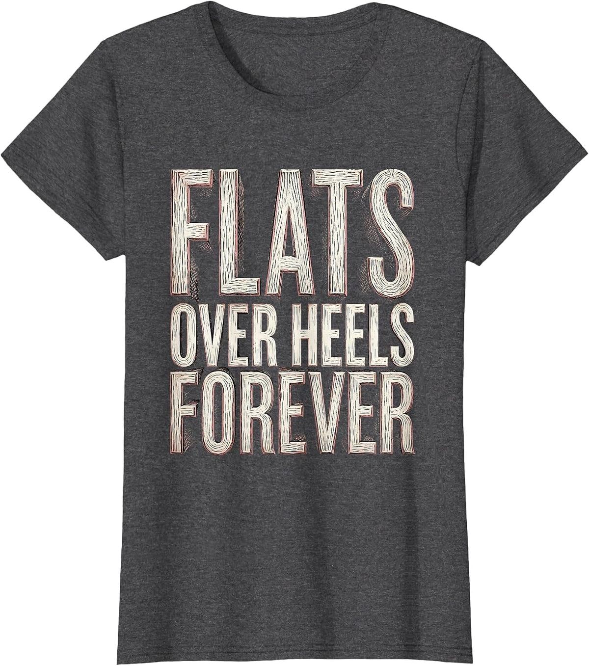 Women's Flats Over Heels Forever Ballet Flat Fashion T-Shirt - Dark Heather Grey