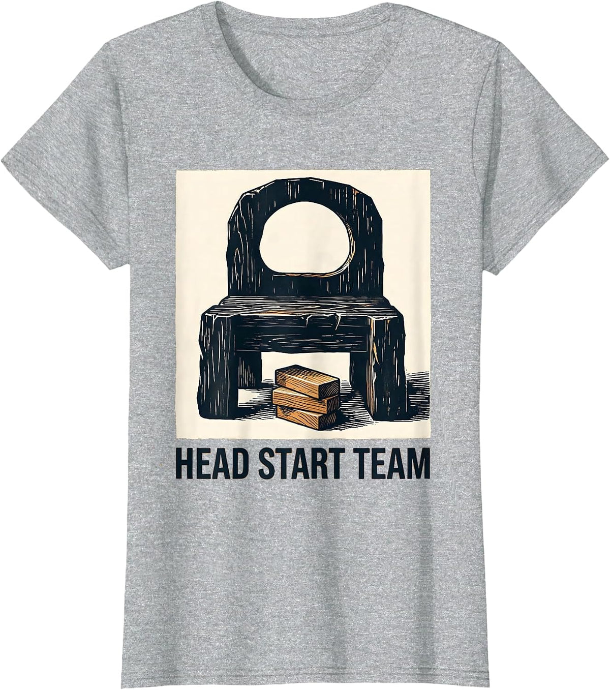 Women's Head Start Team Linocut Preschool Teacher Back To School T-Shirt - Heather Grey