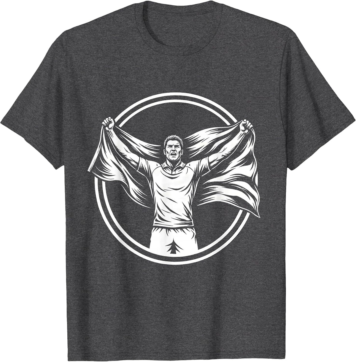 Rugby Victory Flag Wrap Celebration Graphic T-Shirt - Dark Heather Grey