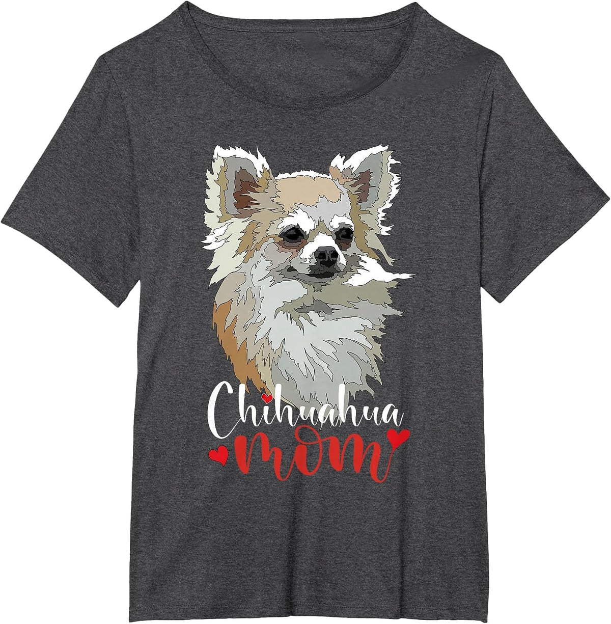 Chihuahua Mom Long Hair Chiwawa Mama Long Haired Chiwawa Dog T-Shirt - Dark Heather Grey