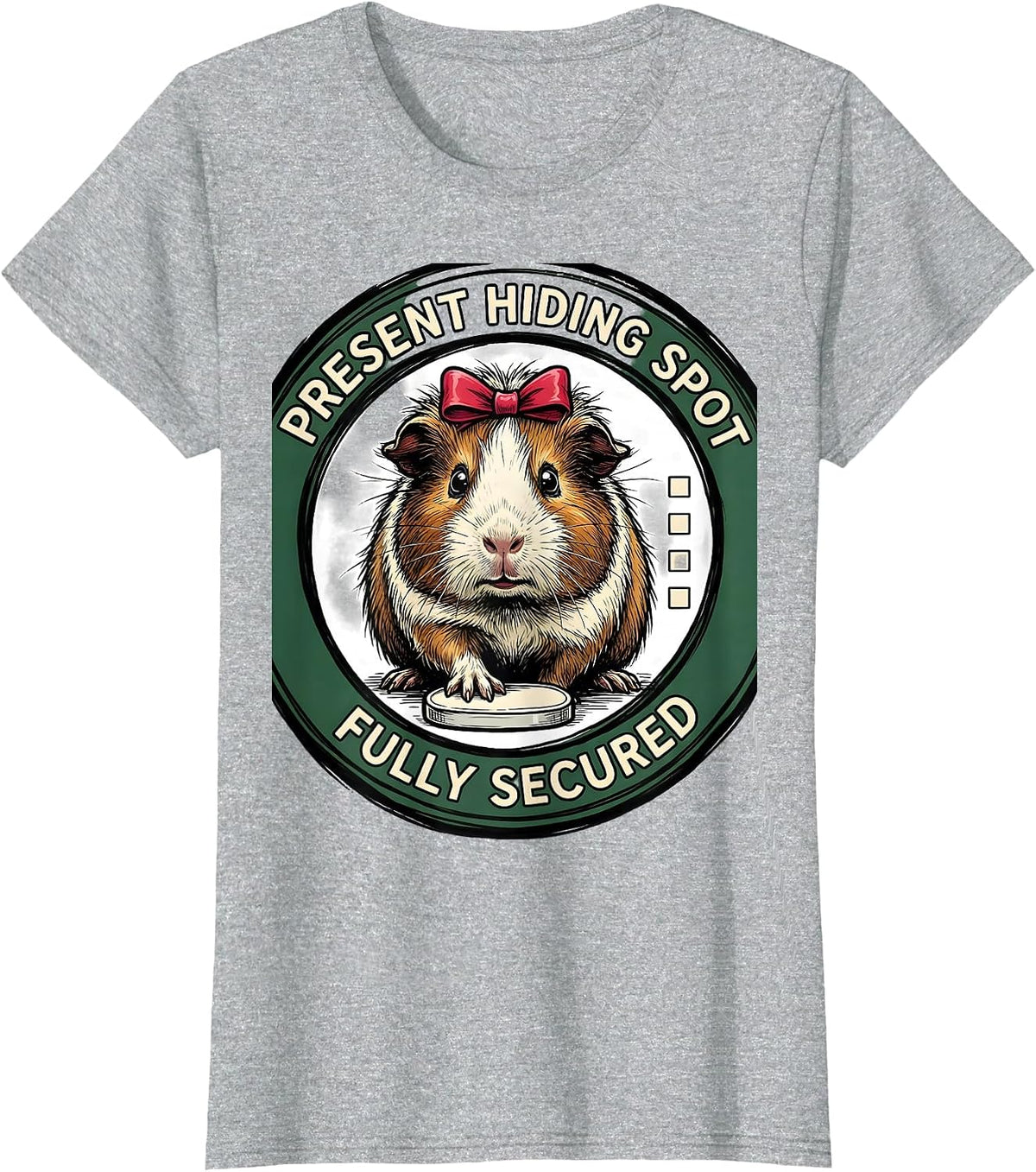 Women's Present Hiding Spot Fully Secured Funny Pet Lover Christmas T-Shirt - Heather Grey