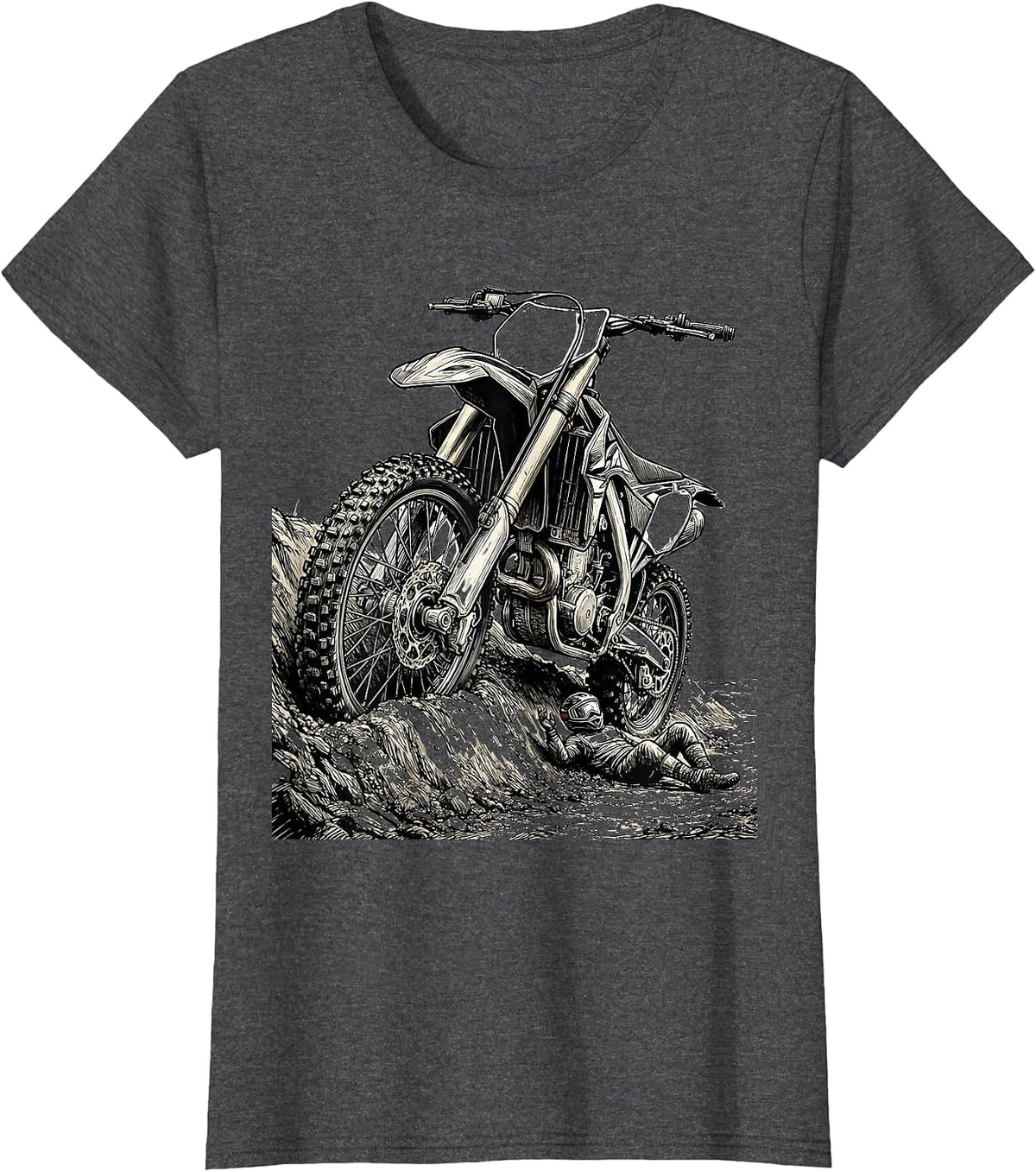 Women's Dirt Bike Crash Humor Motocross Rider Gift T-Shirt - Dark Heather Grey