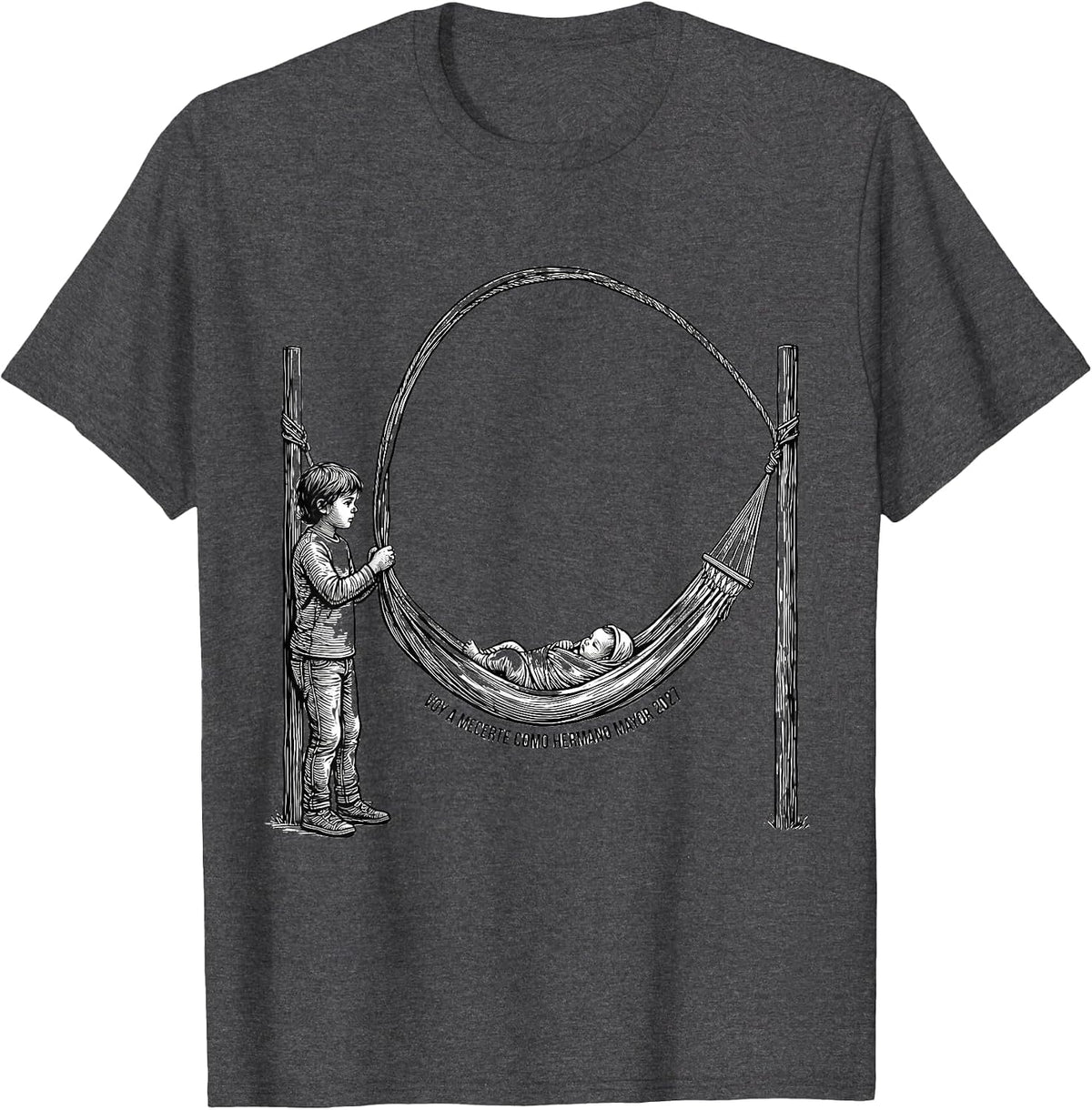 Voy A Mecerte Como Hermano Mayor 2027 Spanish Big Sibling T-Shirt - Dark Heather Grey