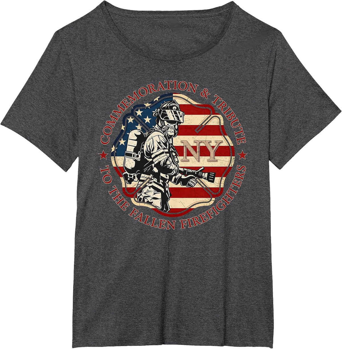 The Fallen Firefighters of New York New York Fire Department T-Shirt - Dark Heather Grey
