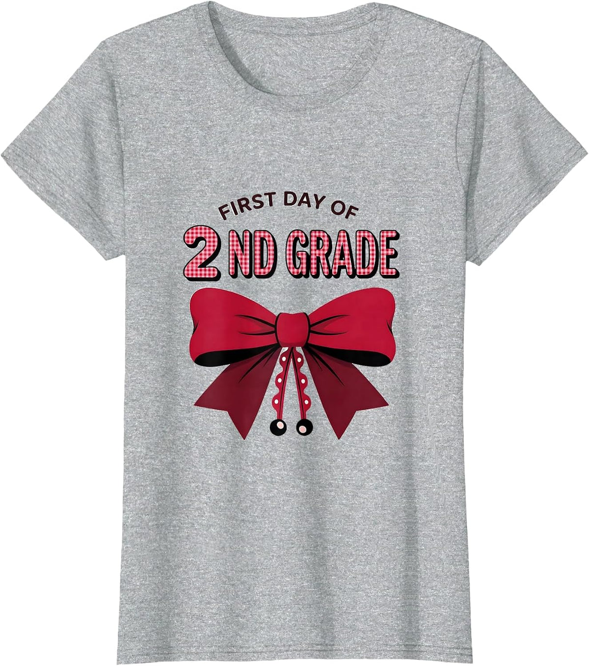 First Day Of 2nd Grade Coquette Bow Back To School Girly T-Shirt - Heather Grey